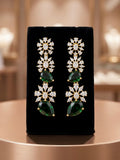 Asymmetrical Stone and Diamond Flower Earring