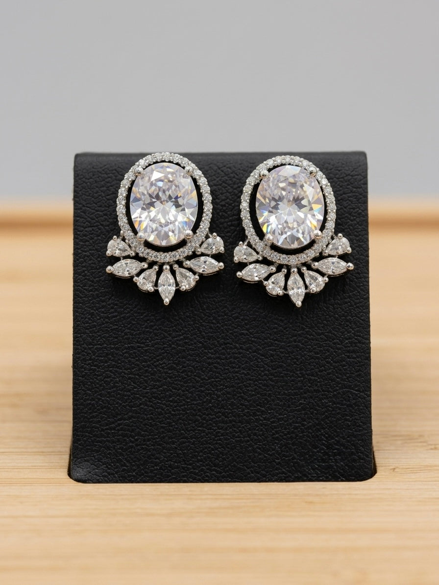 Diamond with Leaf Stud