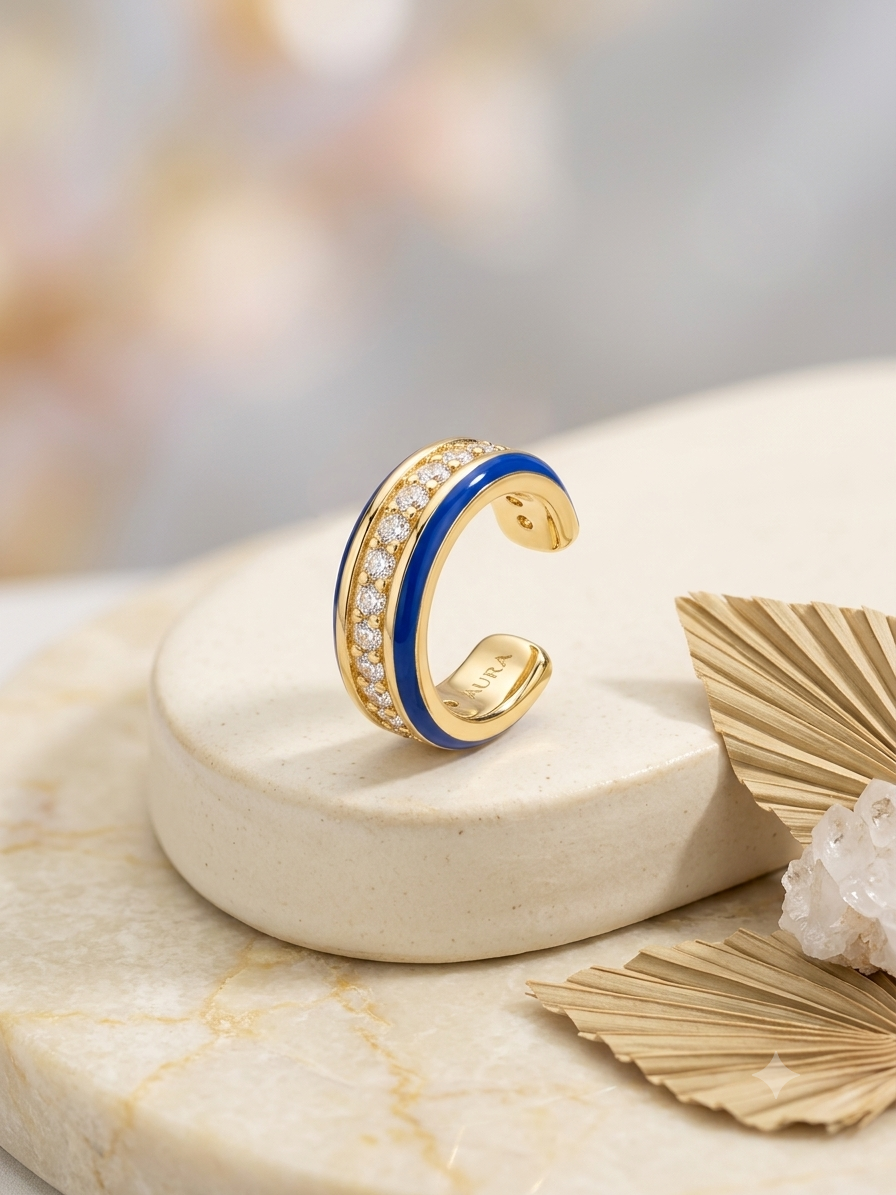Ear Cuffs - Blue Lined