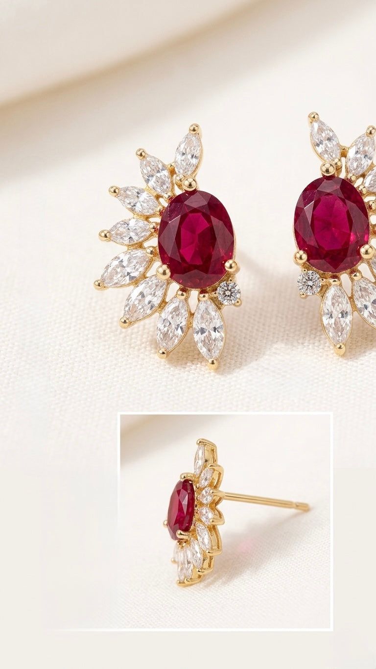 Half Sunflower Stone Earring