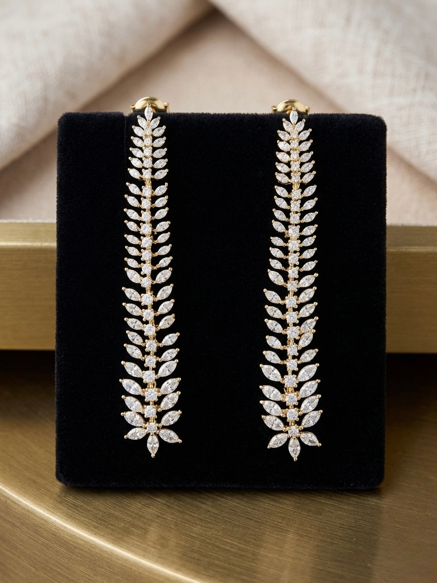 Long Leaf Style Diamond Earring