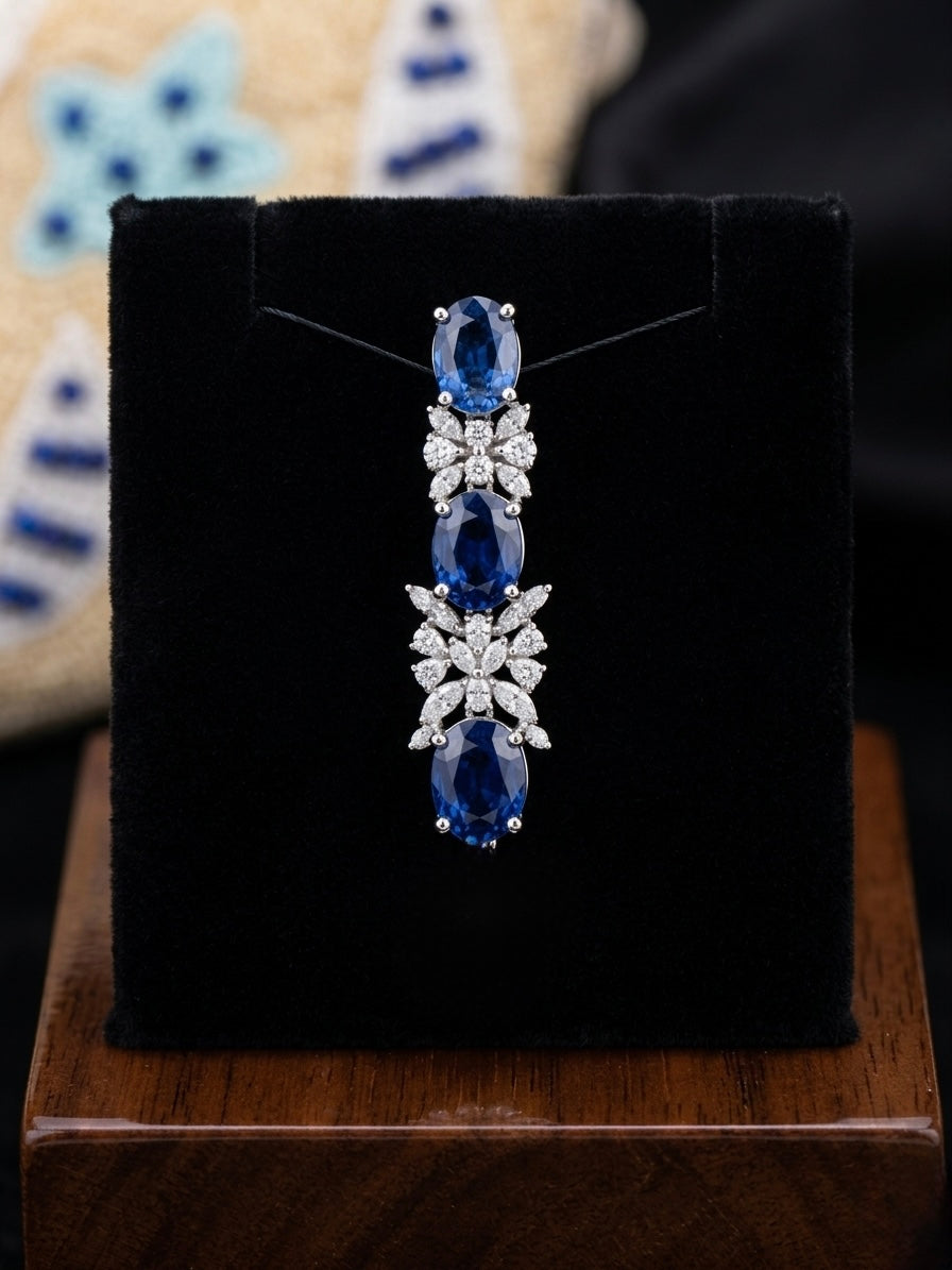 Stone and Diamond Butterfly Pattern Earring