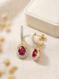 Diamond Loop with Ruby Drop Earrings