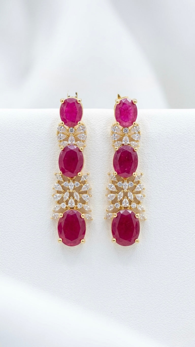 Stone and Diamond Butterfly Pattern Earring