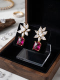 Floral Diamond Stone Drop Earring