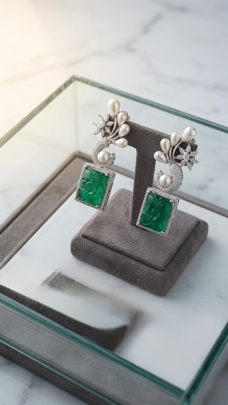Emerald Pearl Earring