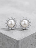 Pearl Stud with Sunflower diamond