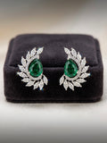 Diamond Leafy Emerald Earring