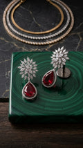 Ruby Drop Floral Earring