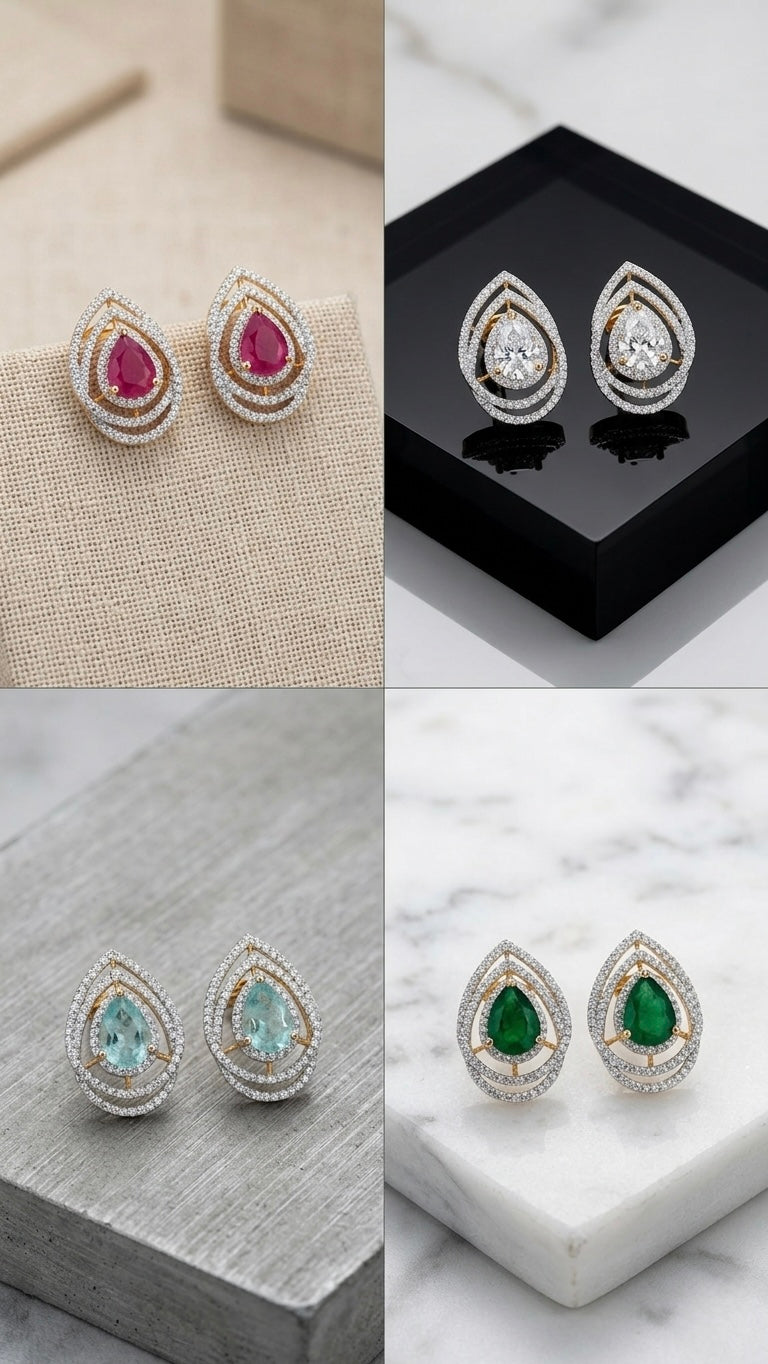 Pear Shaped Stone Studs