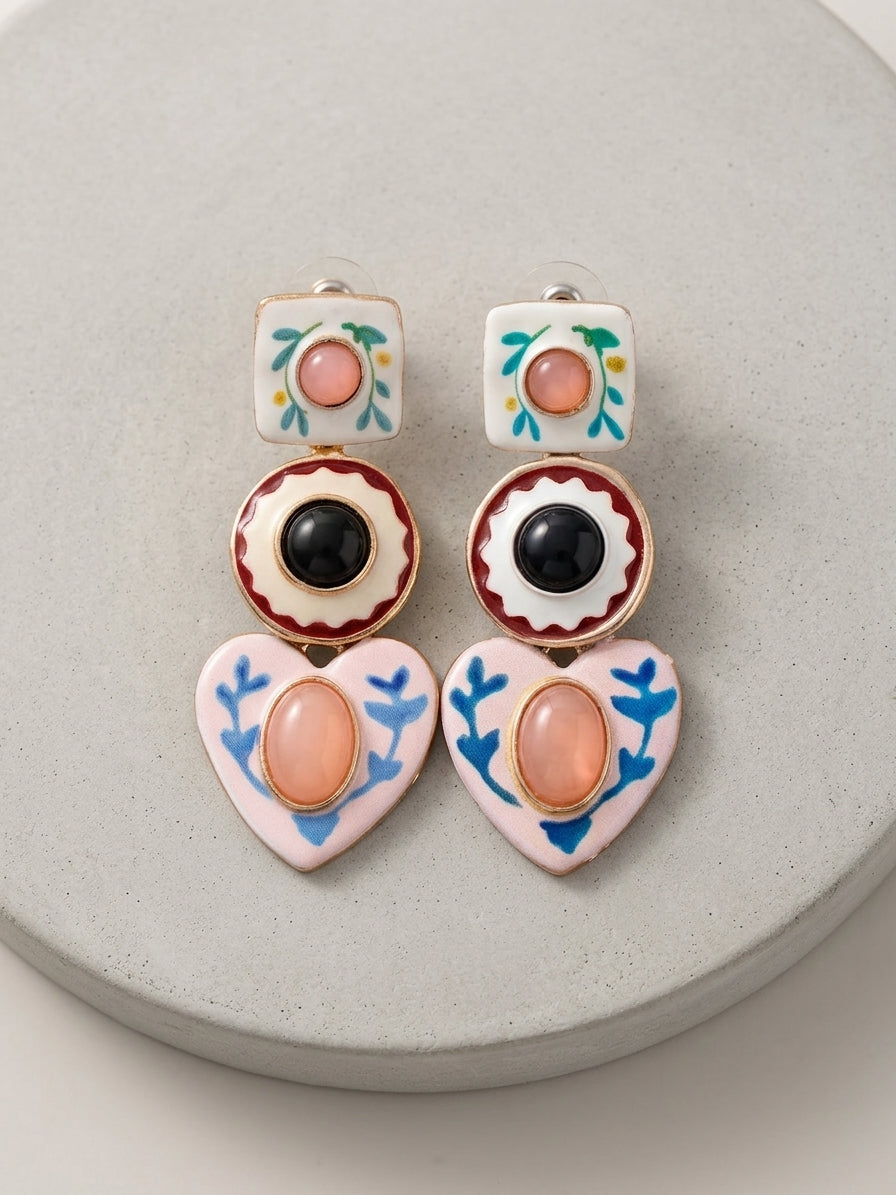 Heart Mosaic Danglers