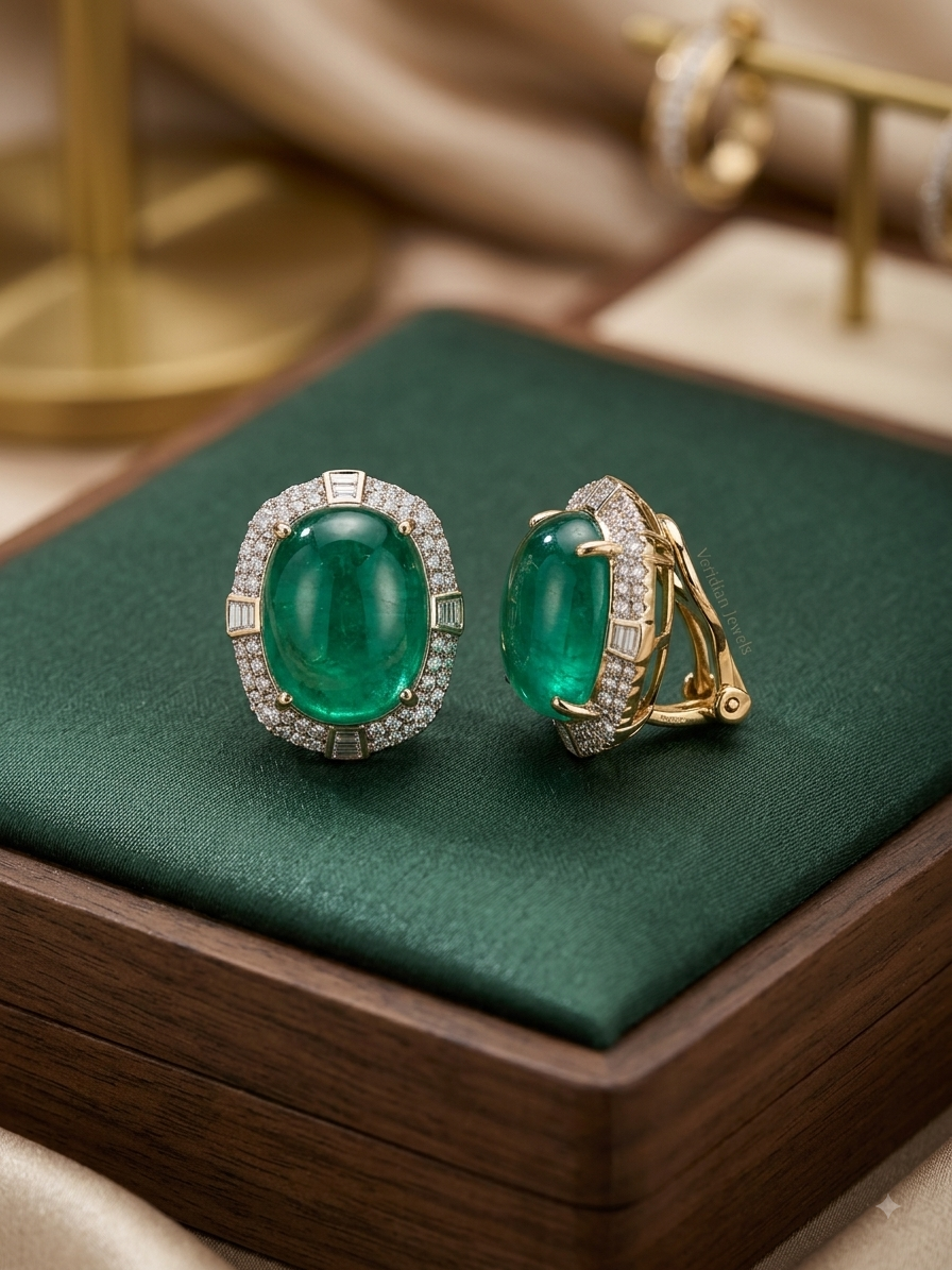 Emerald Diamond Stud