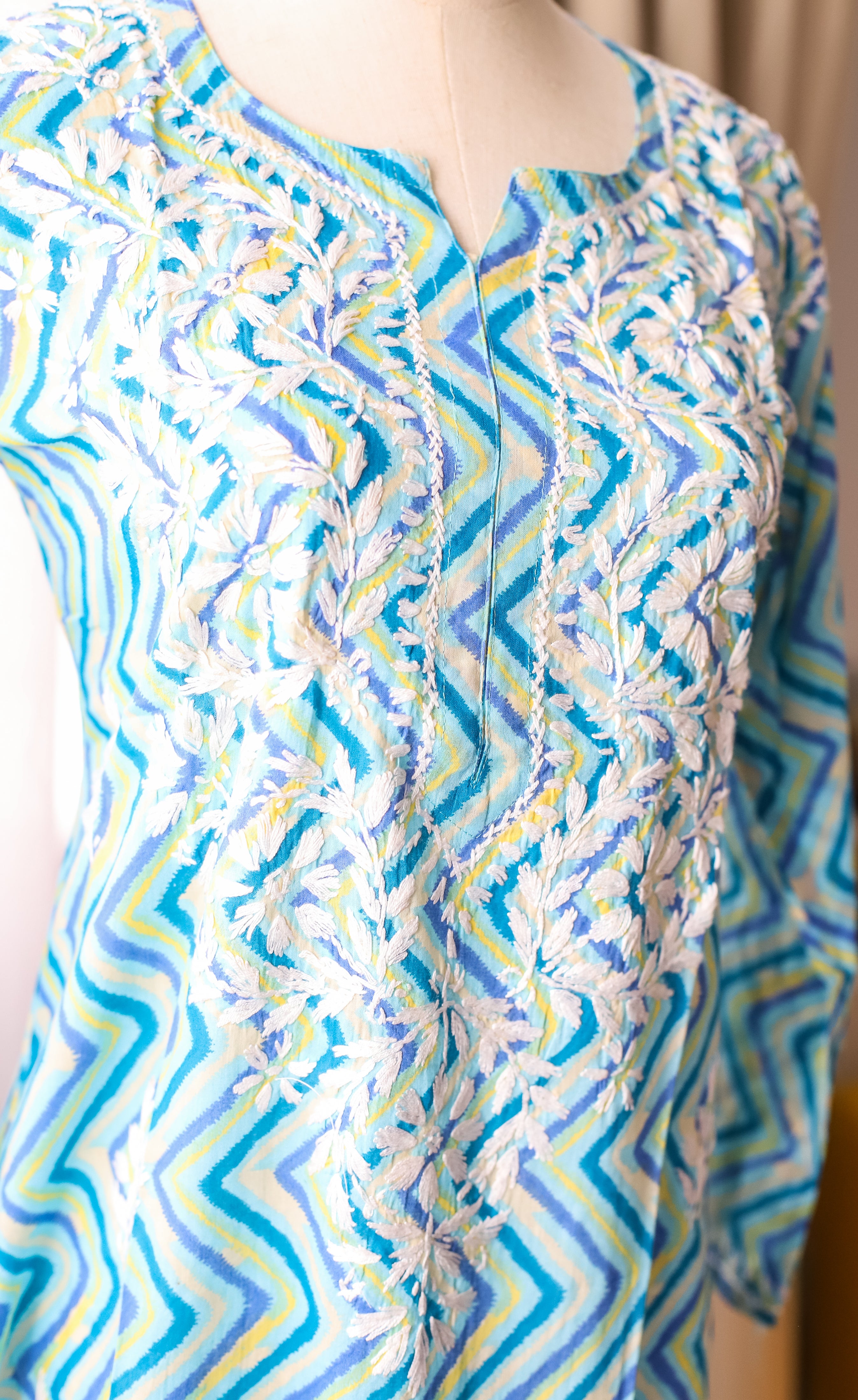 Mulmul Lehariya Print Kurta